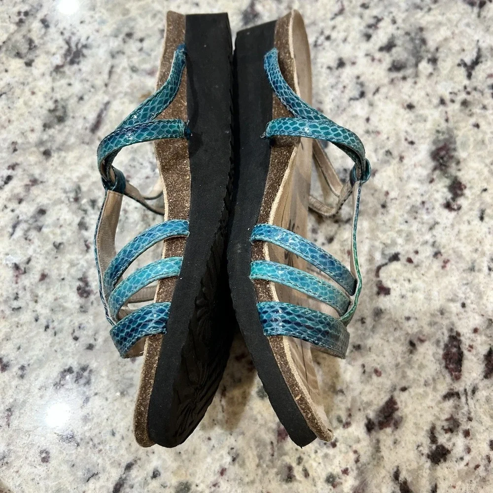 Abeo Caryse Women's Blue Snake Animal Print Sandal‎ Shoe Summer 8